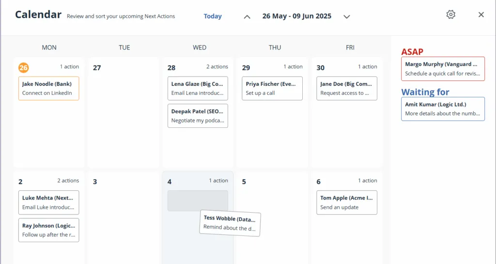 simple crm with a calendar view