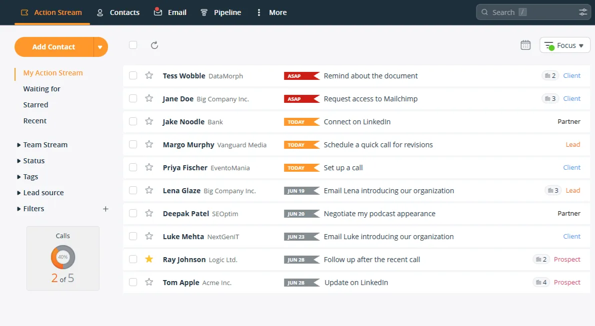 lead tracking software - onepagecrm