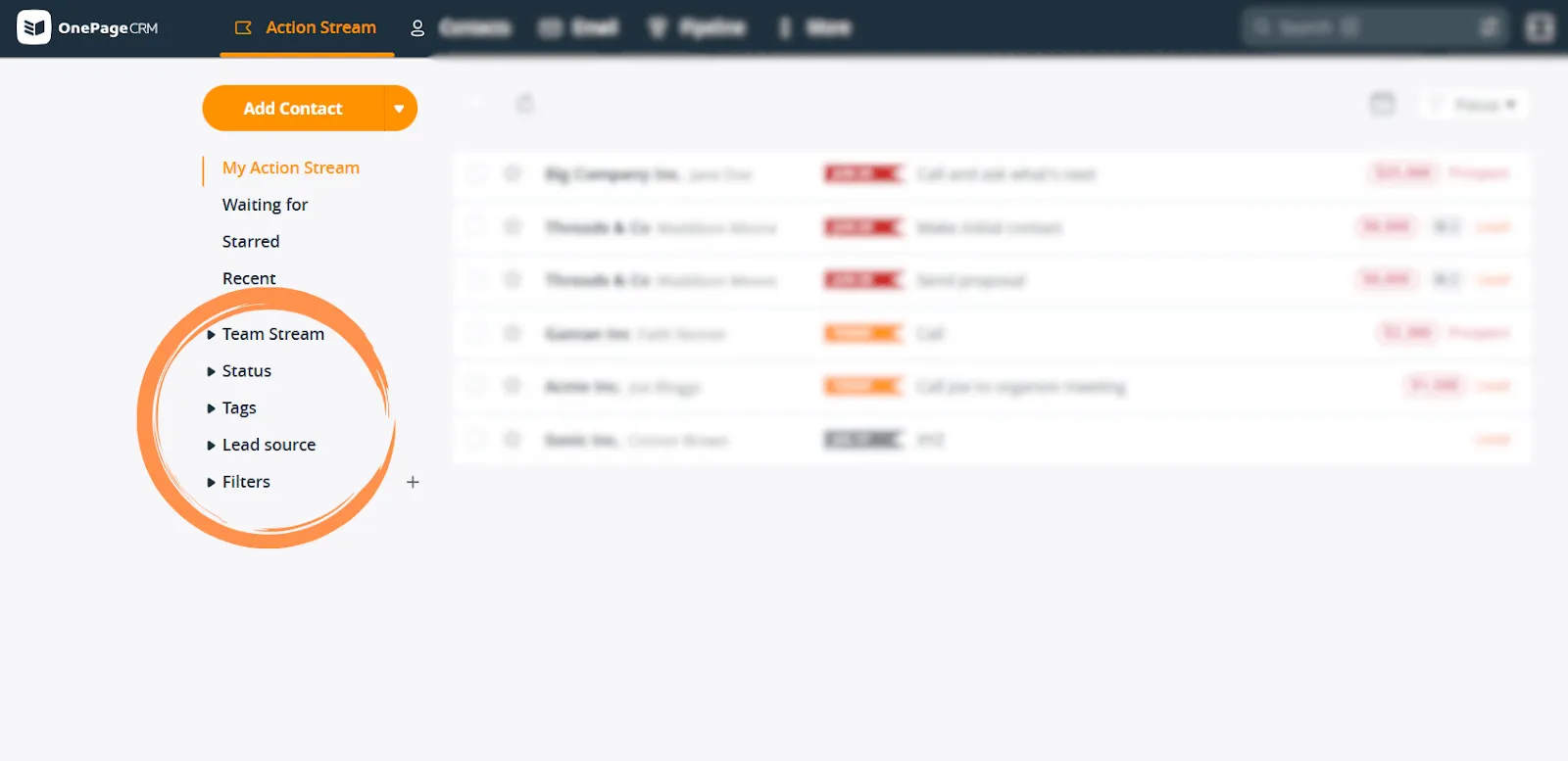 organize leads by tags and filters