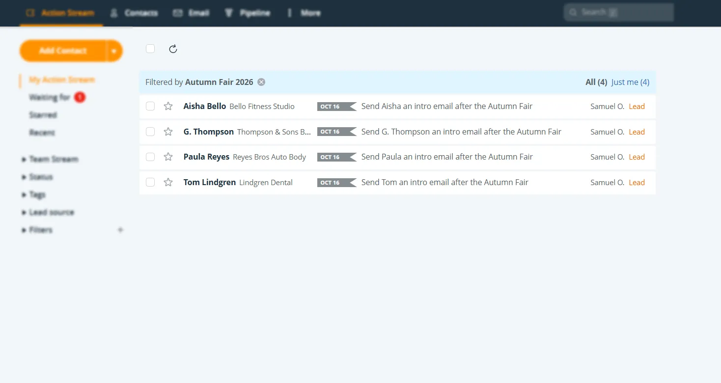tagged leads in onepagecrm