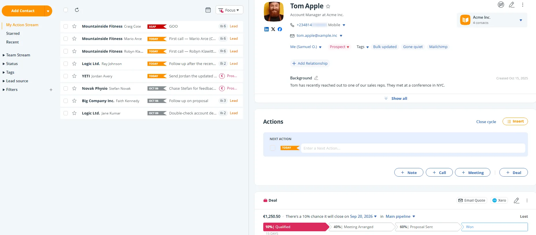simple crm layout