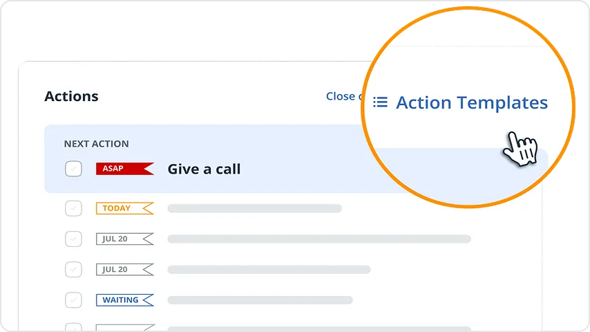 organizing next actions in action templates
