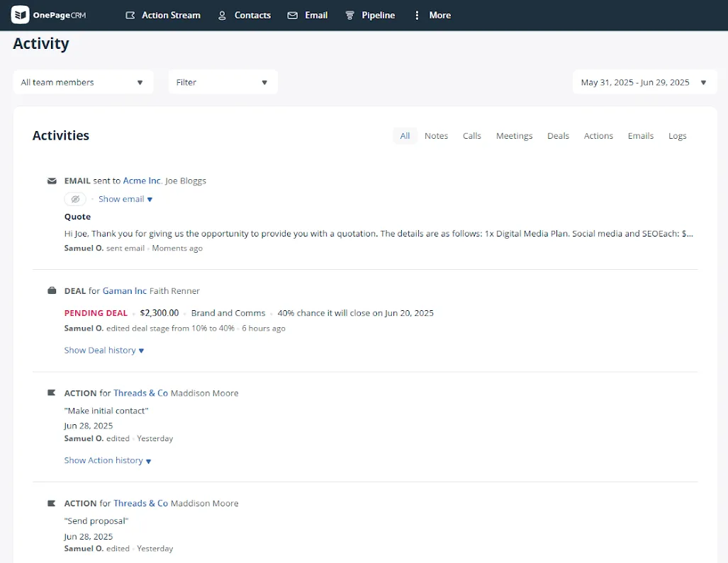 crm activities