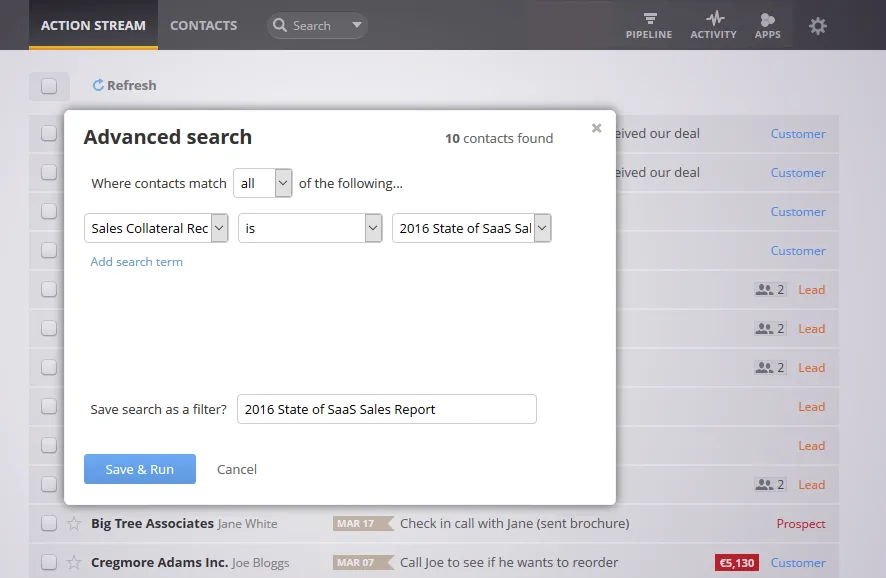 marketing report in CRM