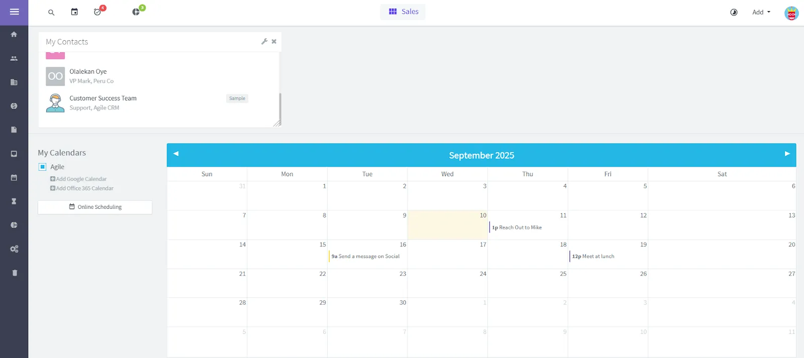 agile crm task calendar