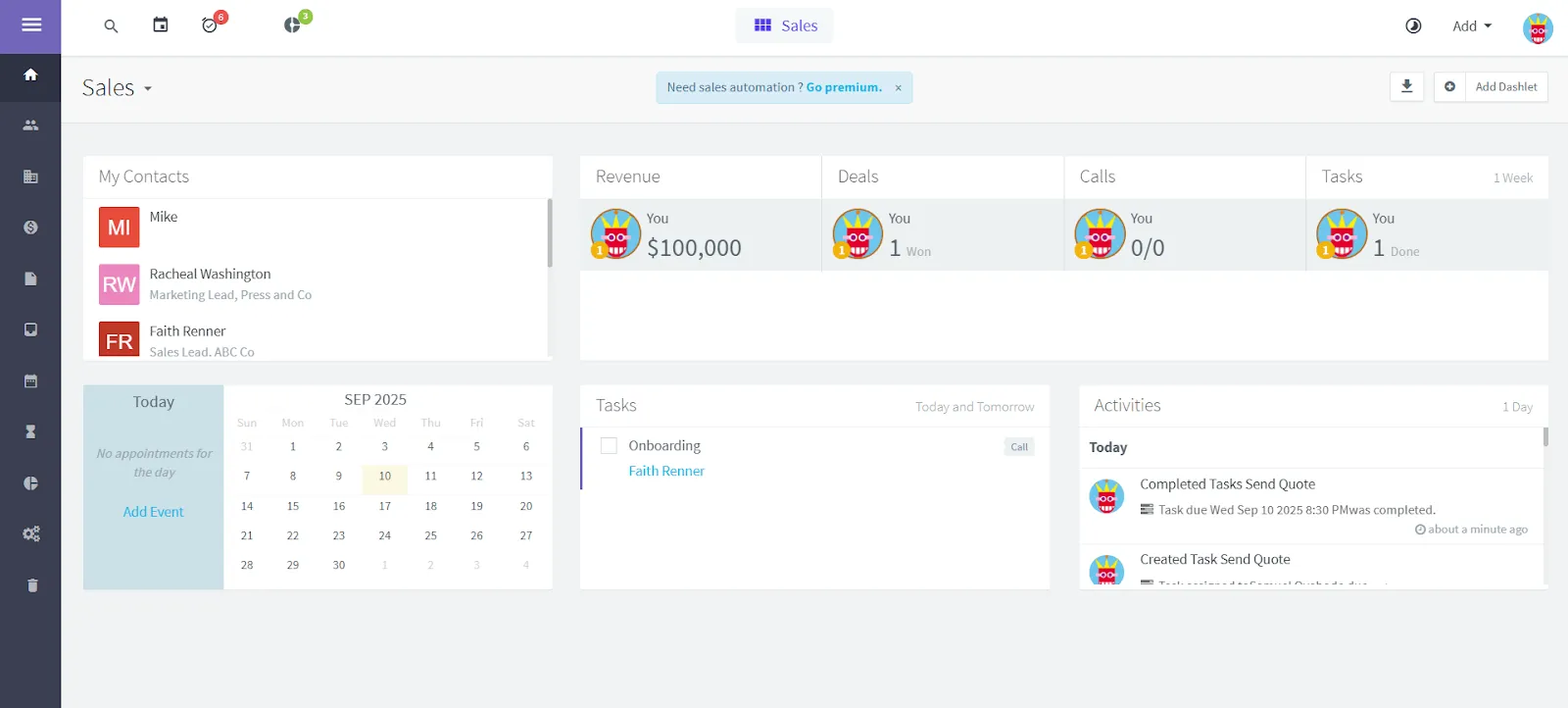 agile crm homepage