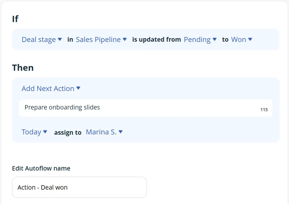automated workflow for customer handover