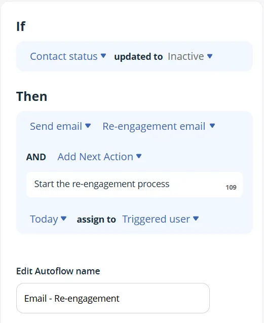 automated email example in a sales crm