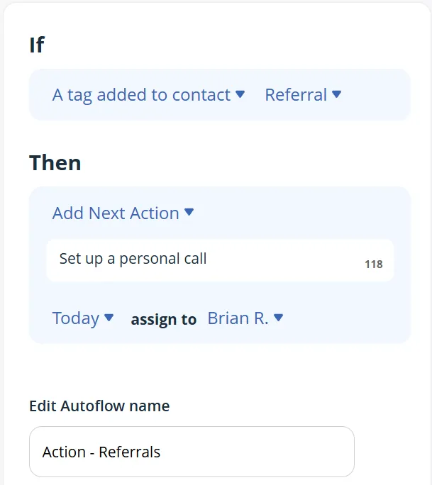 automated crm workflow example