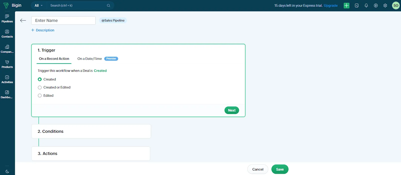 bigin crm automation builder