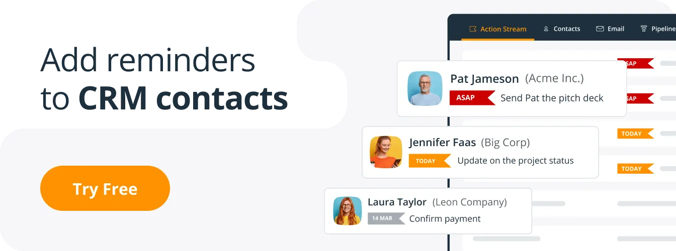 add reminders to crm contacts banner