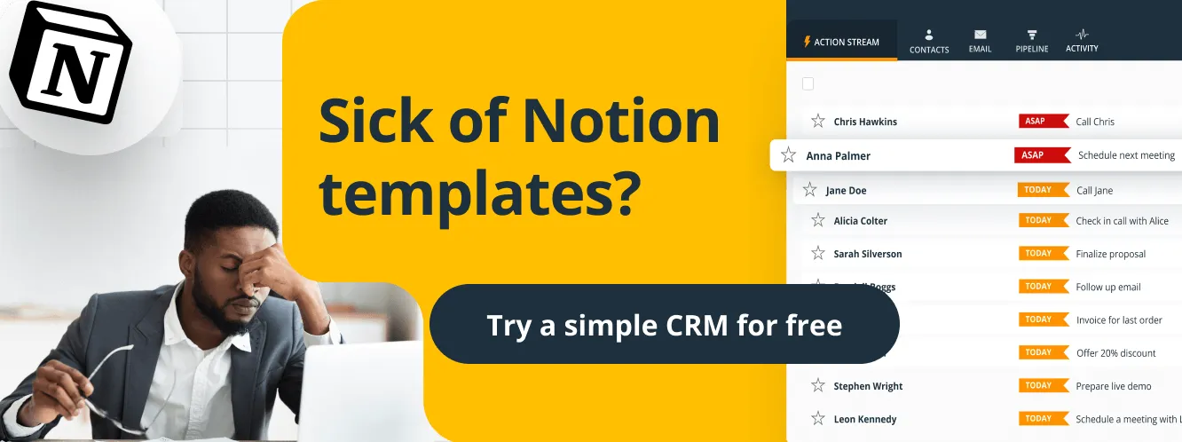 sick of notion templates? try a simple crm for free