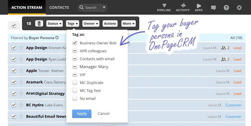 buyer persona tags
