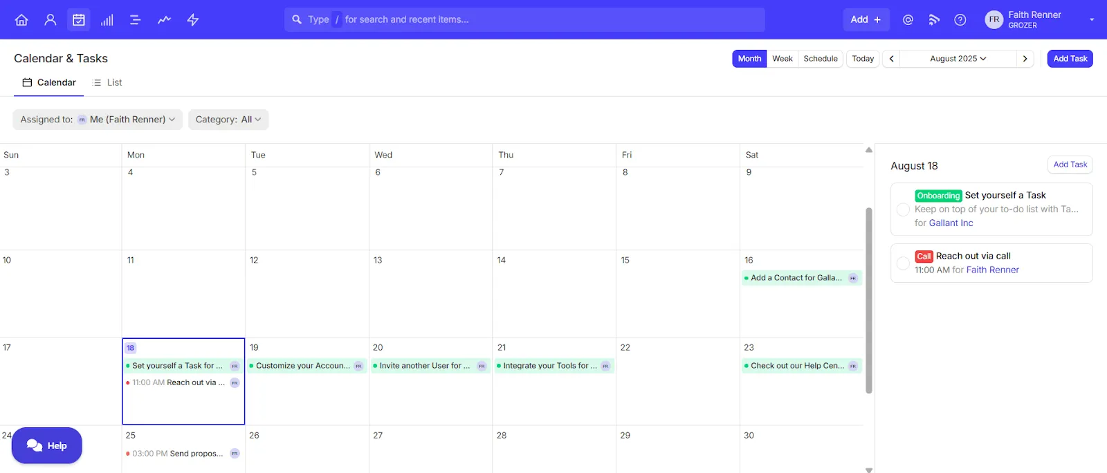 capsule crm task calendar