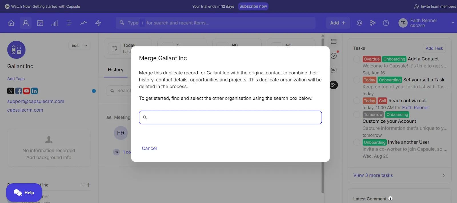 merge duplicate in capsule crm