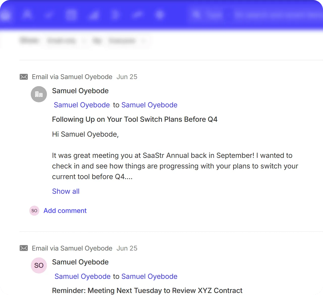 Capsule email sync