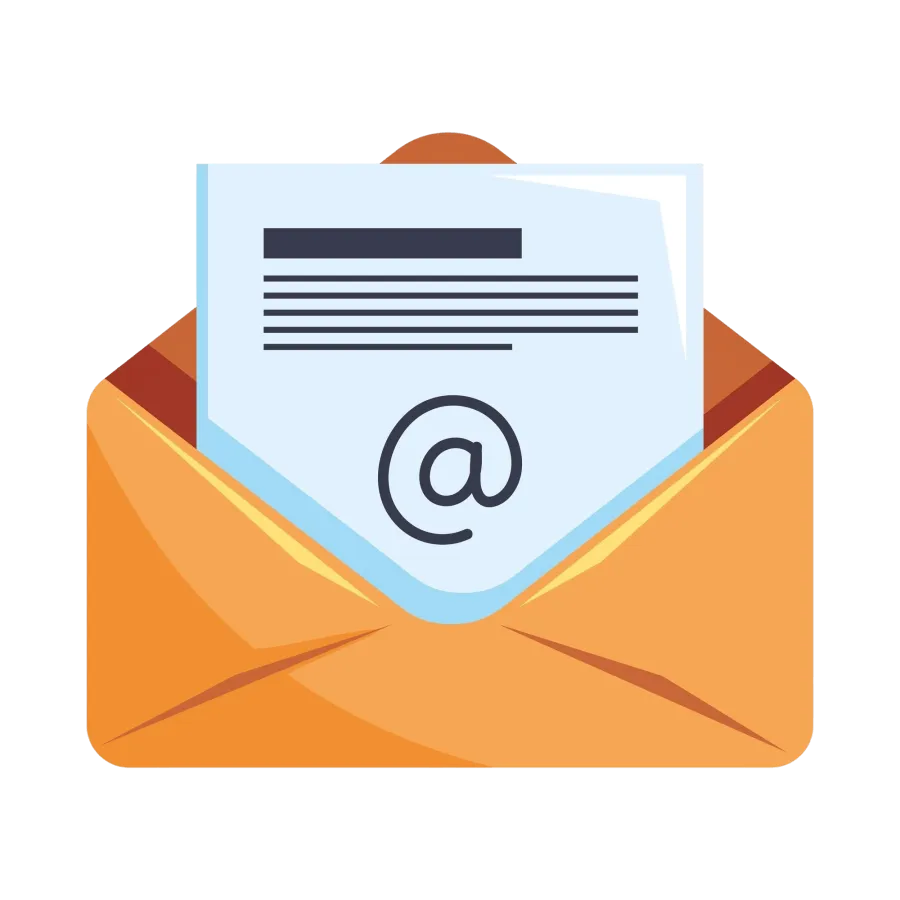 An open envelope with an email inside