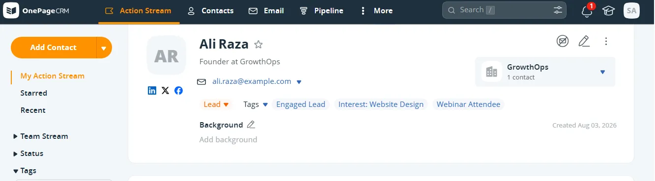 contact tags in onepagecrm