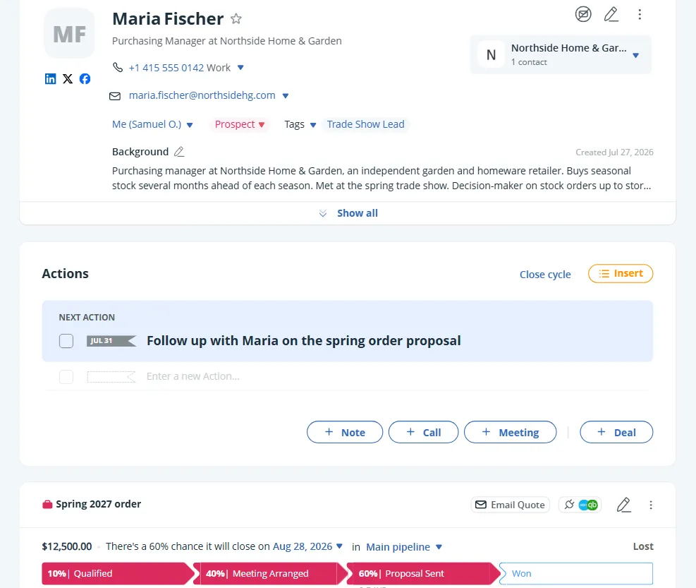 ai assistant data entry in onepagecrm