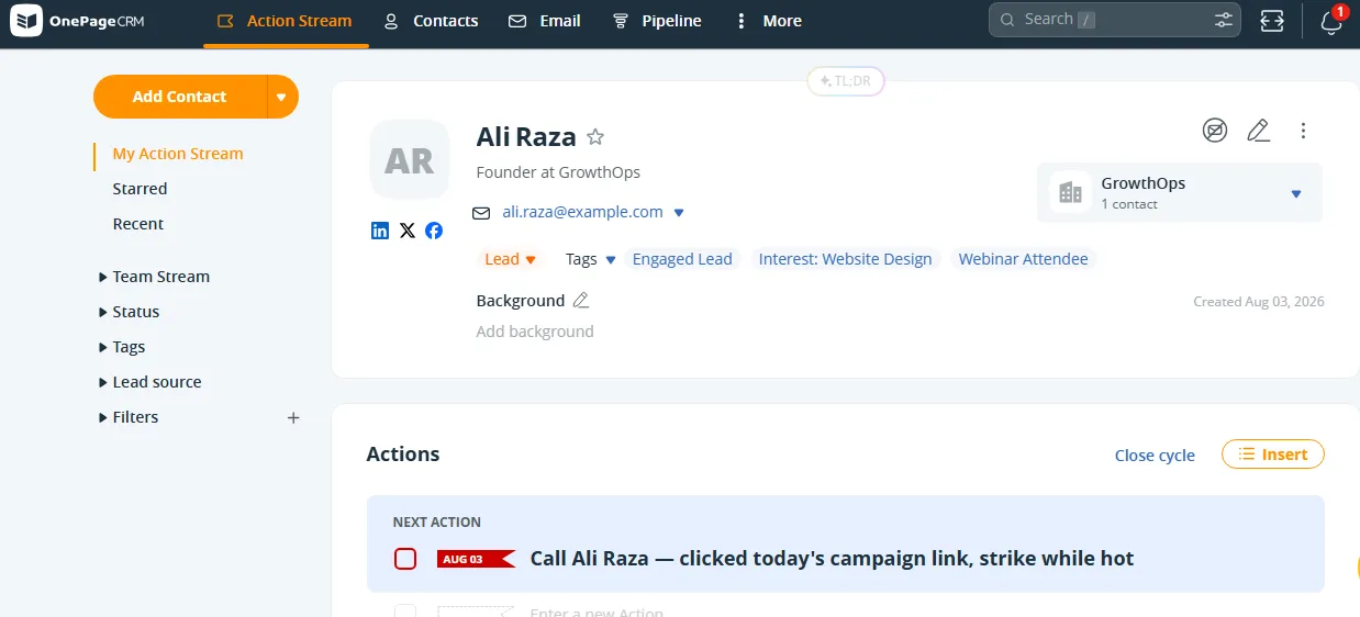 crm follow-up after activecampaign engagement