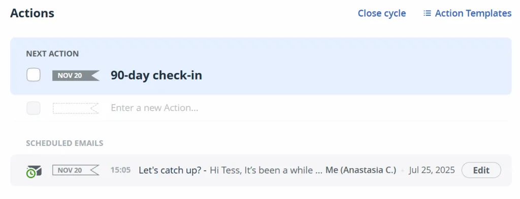check in email scheduled for the future