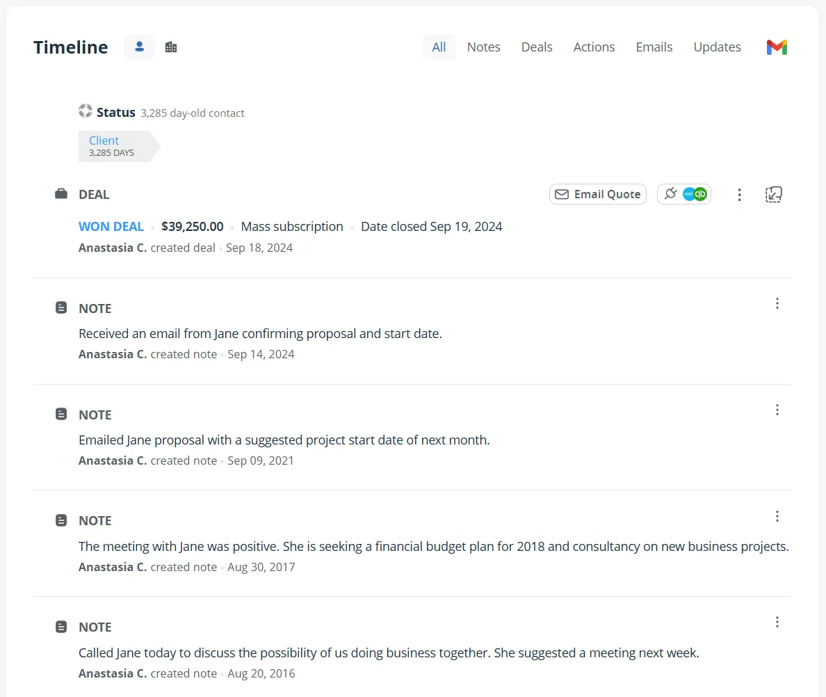 crm historic records
