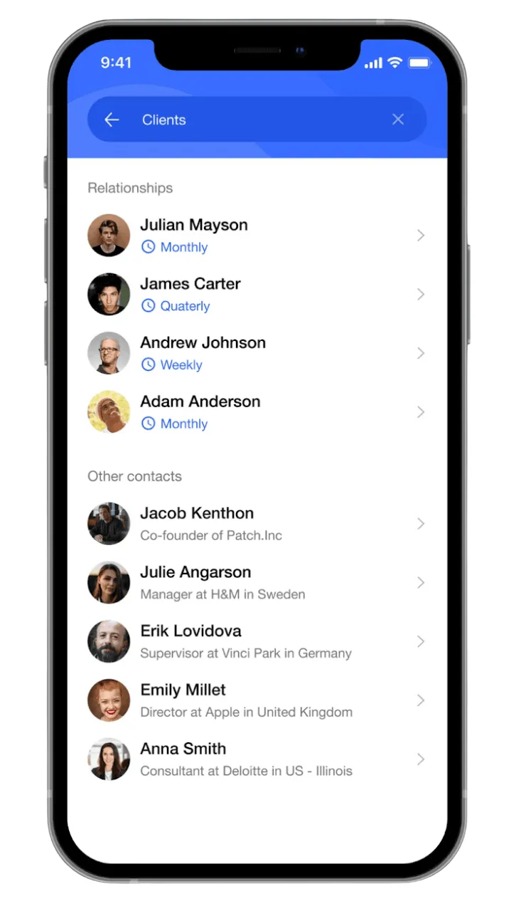 contacts in covve
