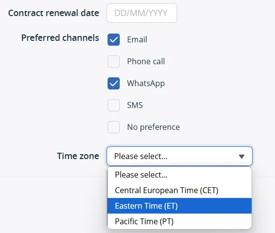 contact custom fields