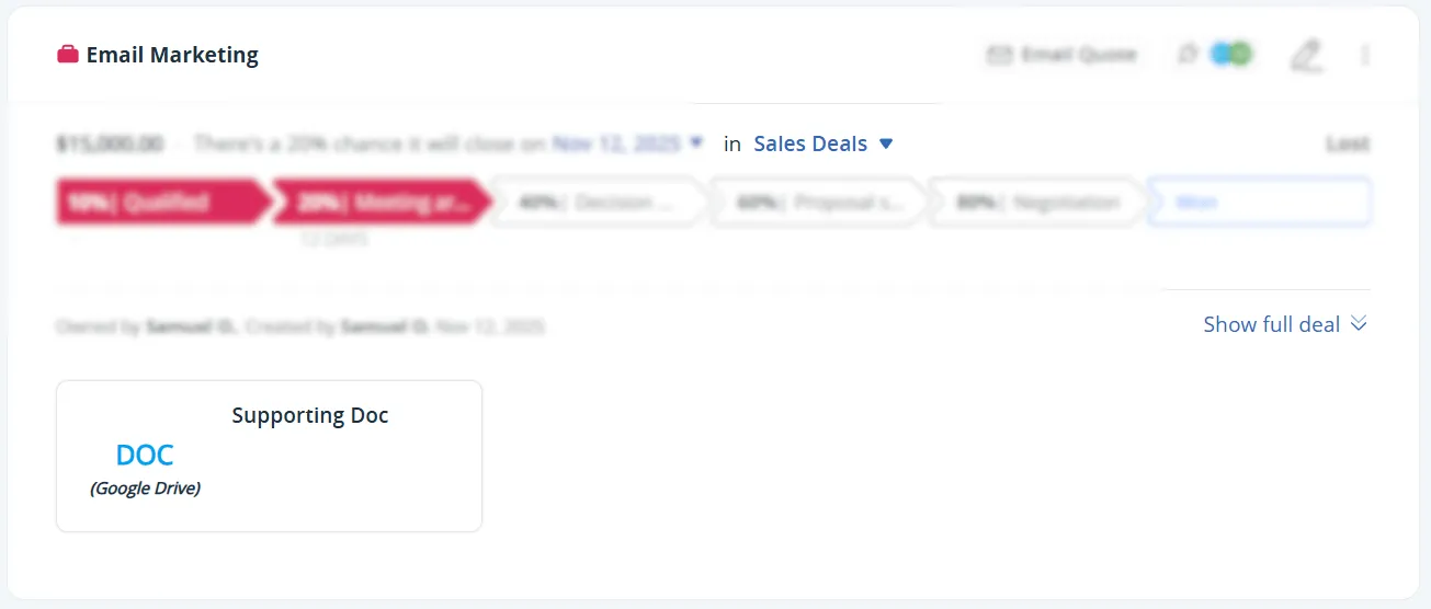 google drive file in associated google crm record