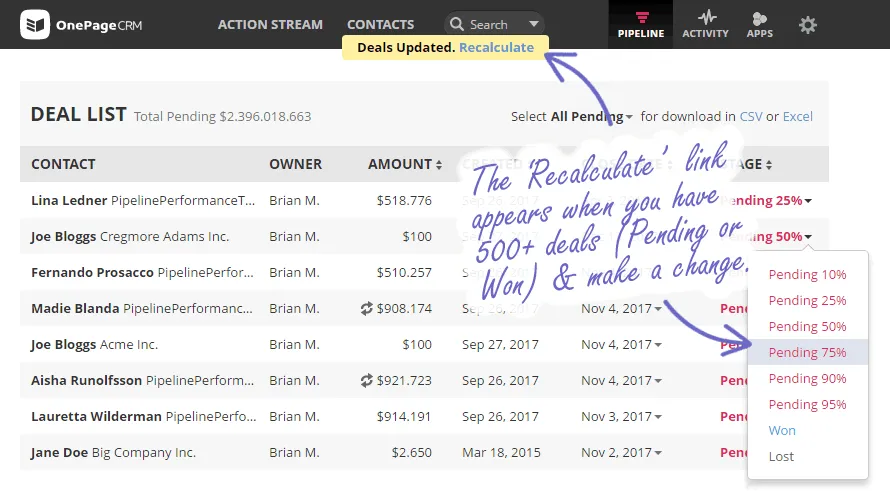 deal recalculation in crm