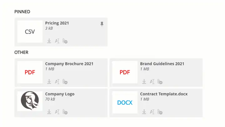 Pin files on Documents page OnePageCRM