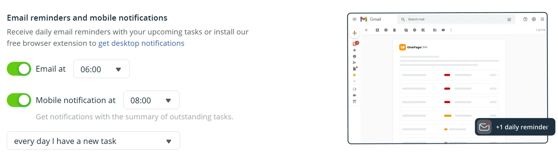 task reminders in onepagecrm