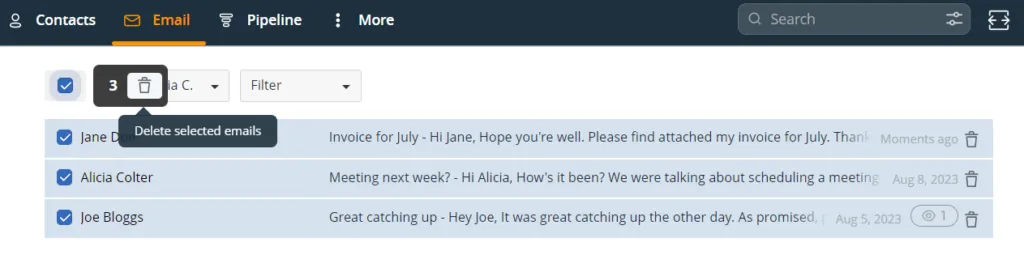 delete emails in bulk