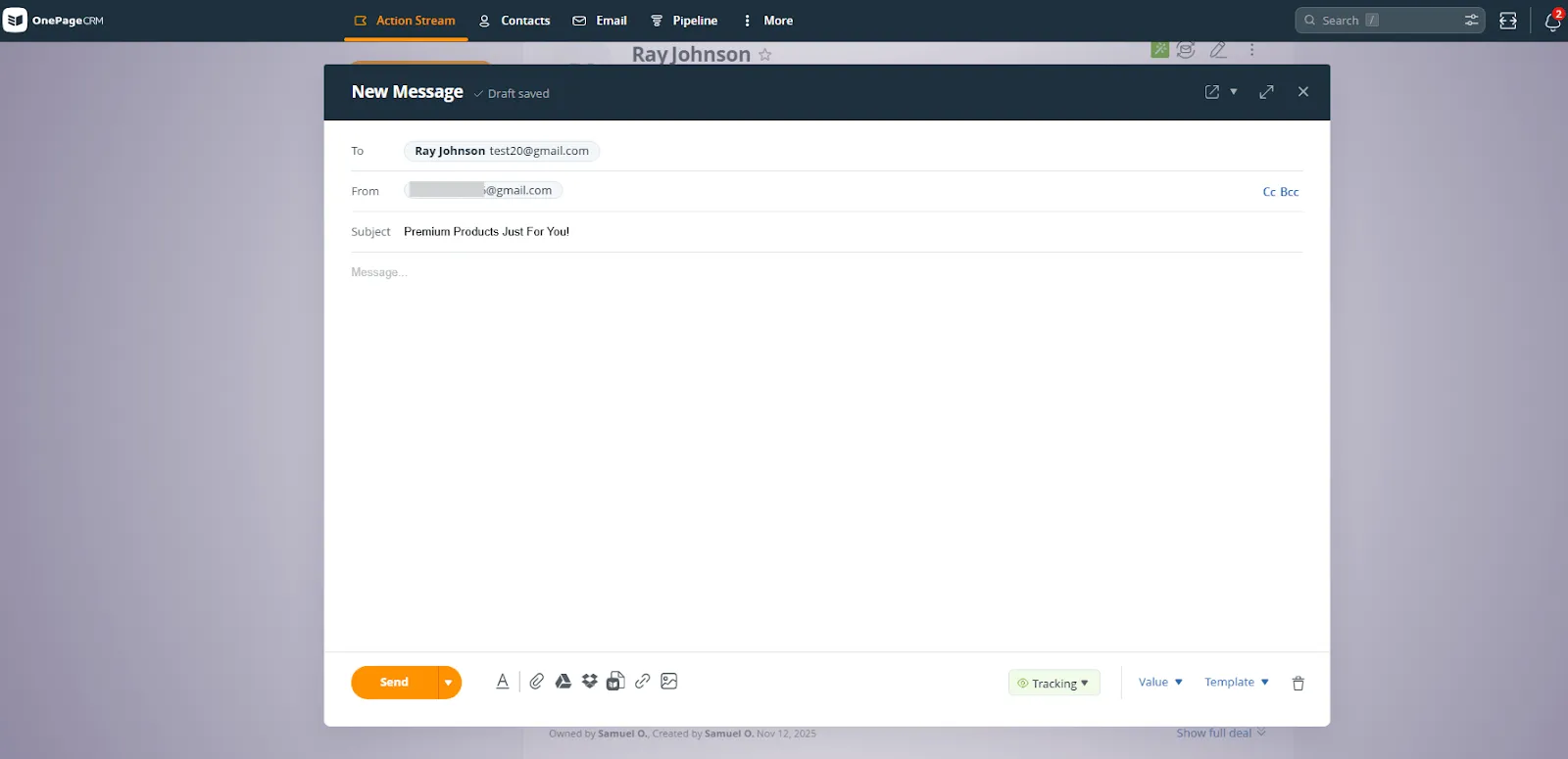 write email in an email crm