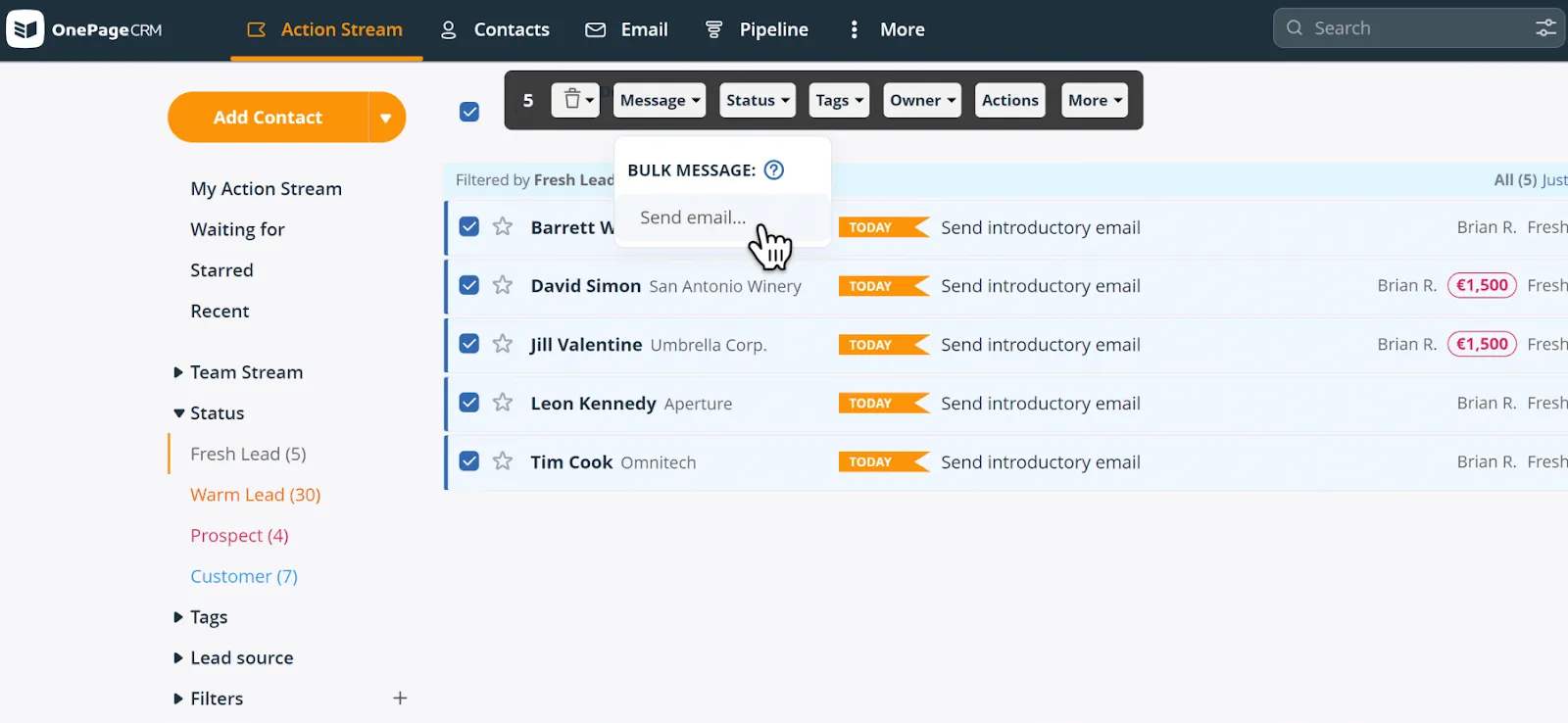 send bulk email in email crm