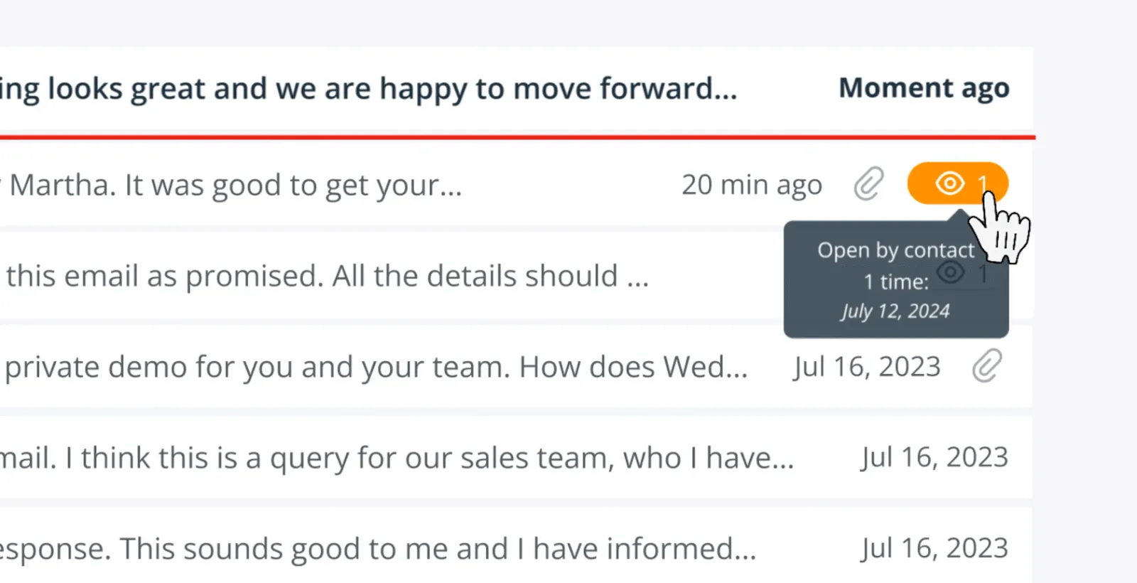 email tracking in email crm