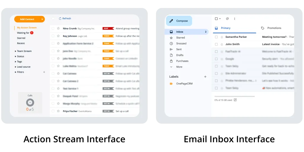 onepagecrm familiar interface