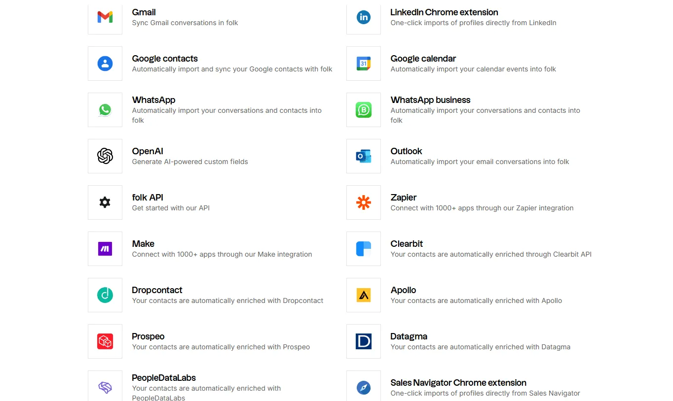 folk crm app marketplace