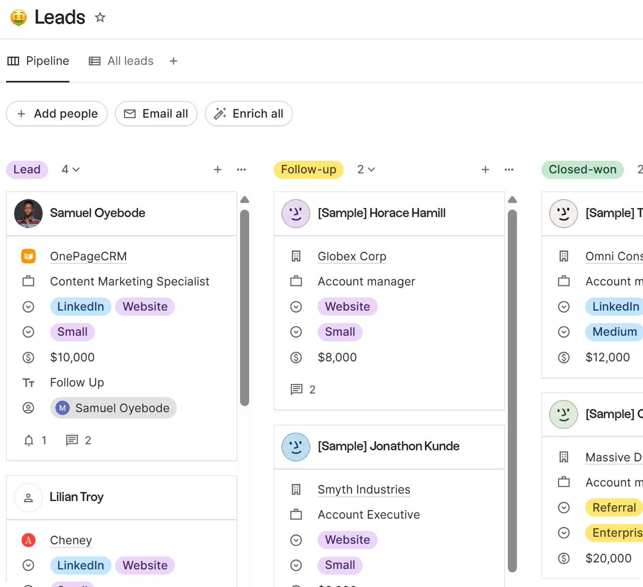 Folk sales pipeline