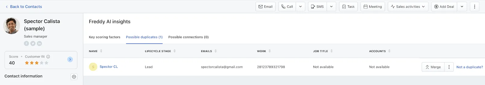 ai duplicate detection in freshsales crm