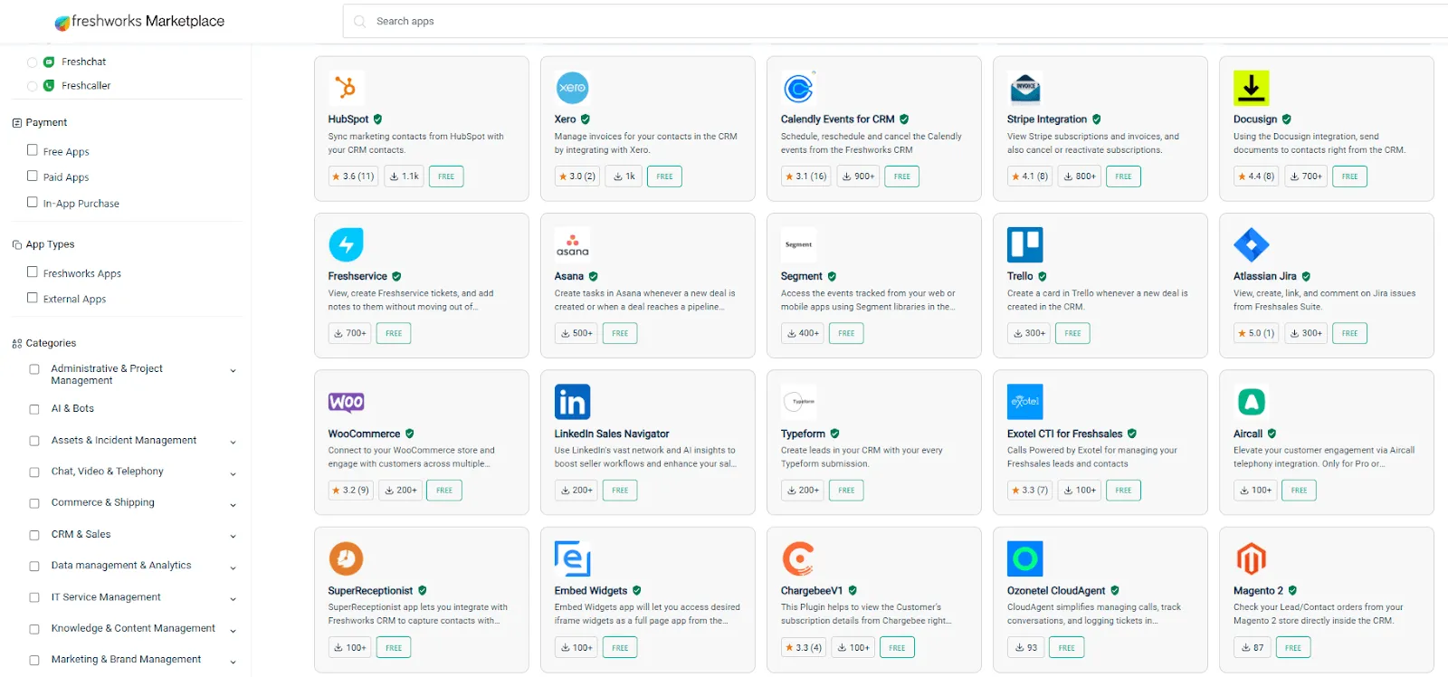 freshworks marketplace in freshsales crm