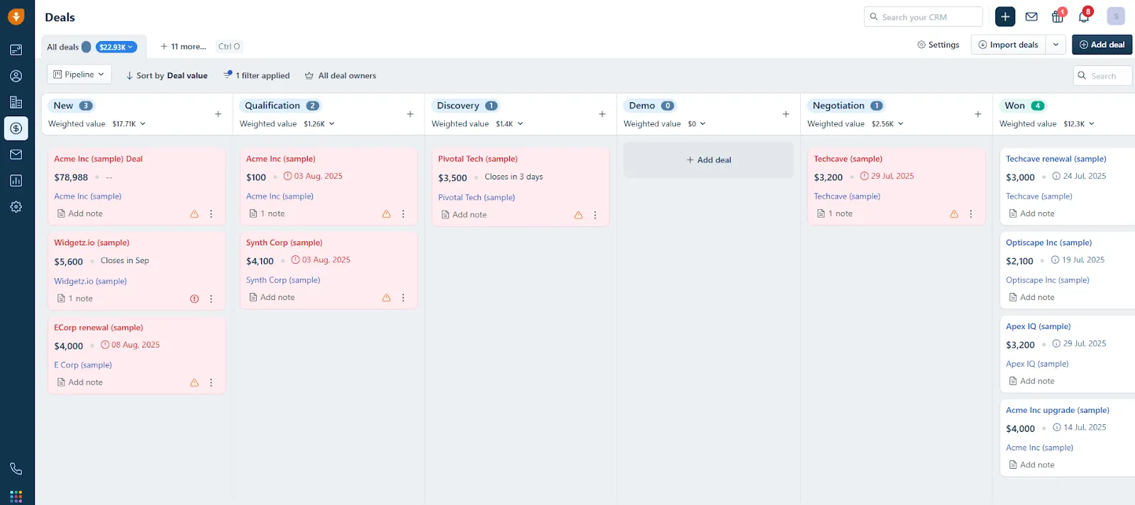 stale deals in freshsales crm