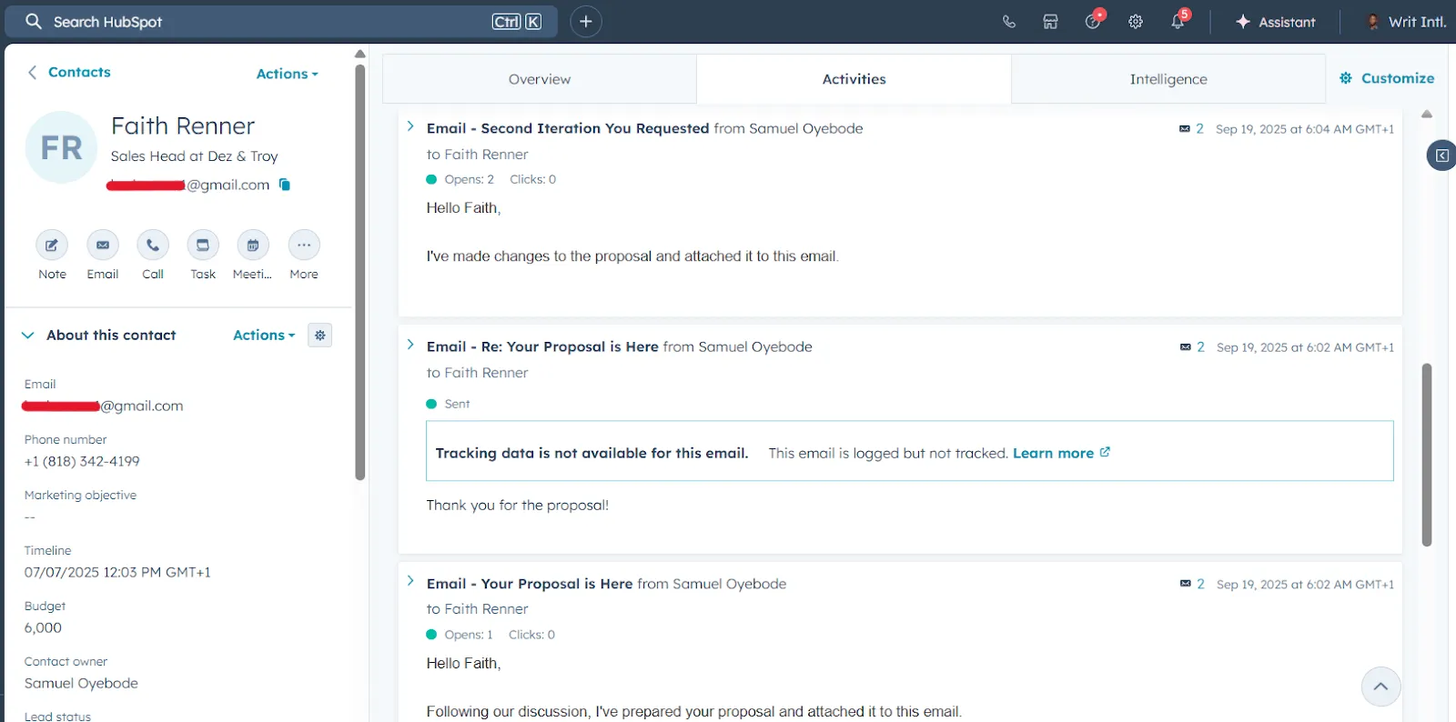 hubspot crm email records