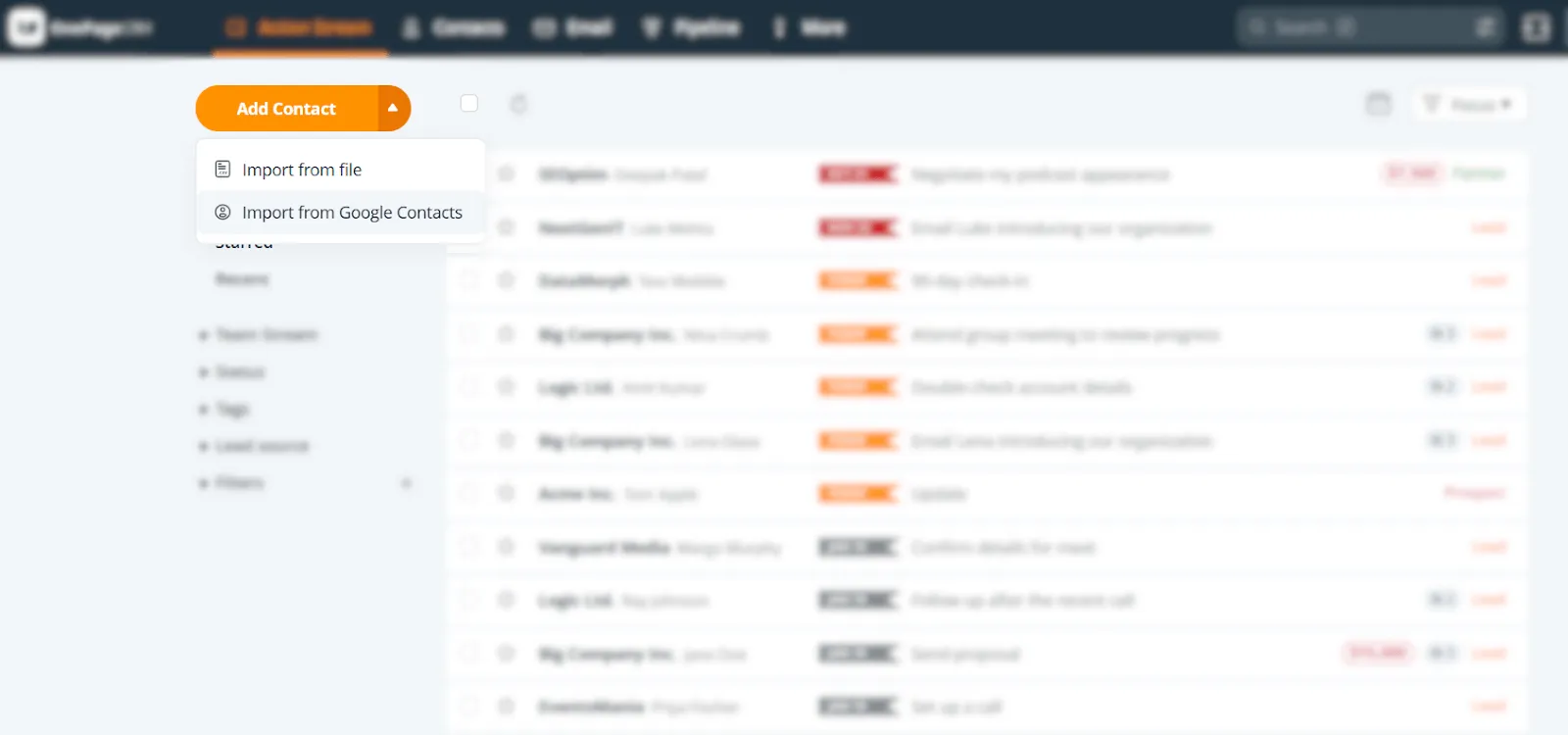 import google contacts to google crm