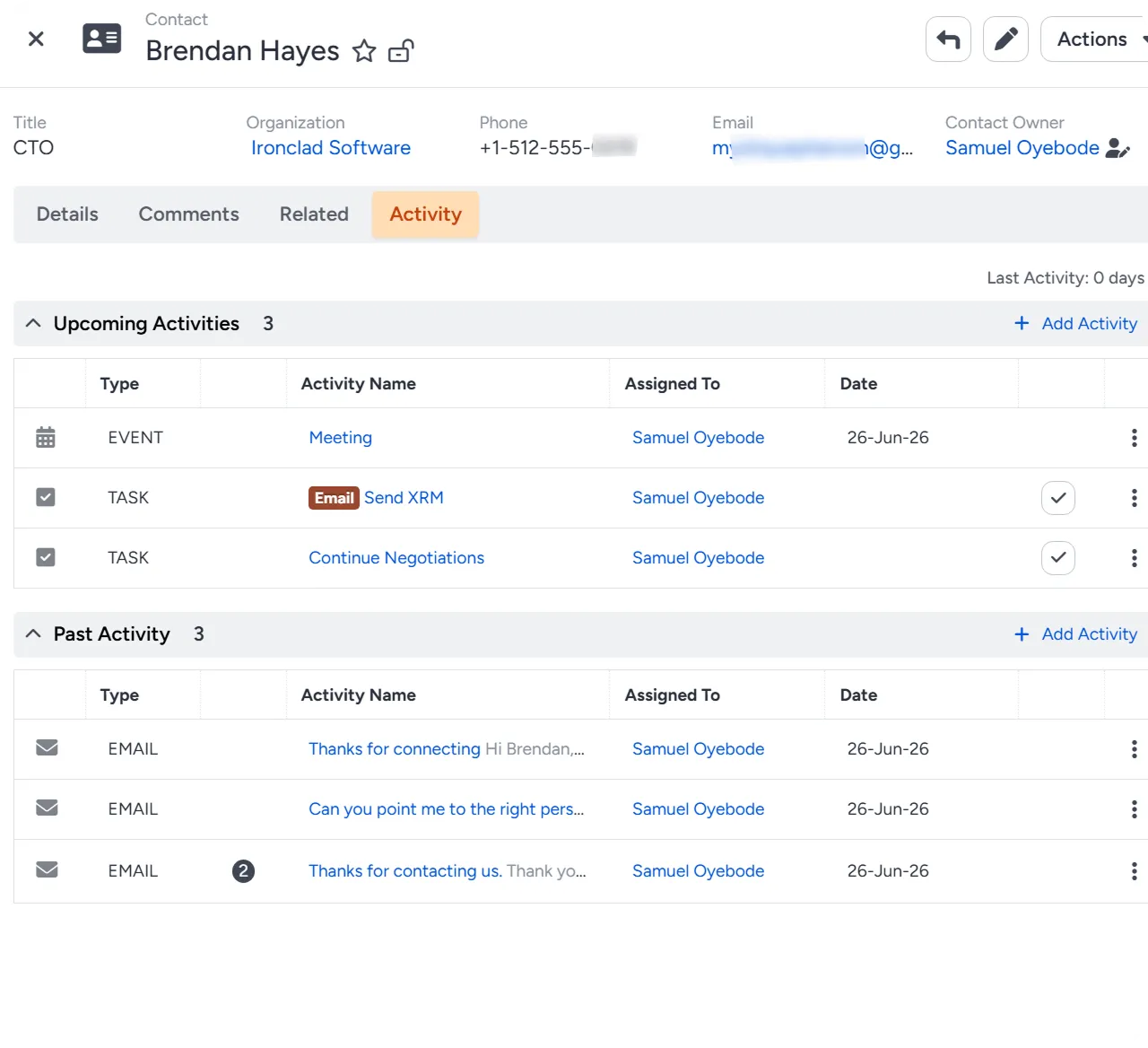 Insightly contact management