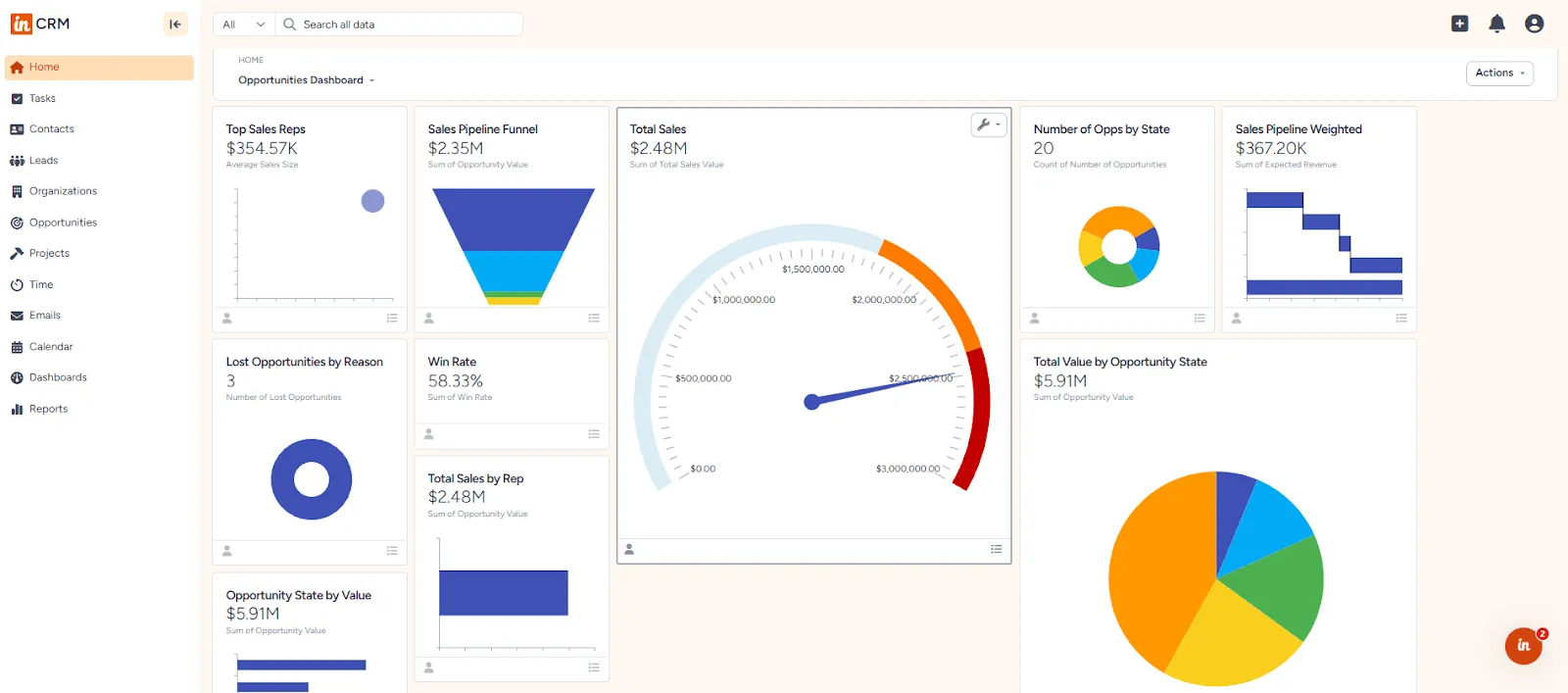 insightly crm home page