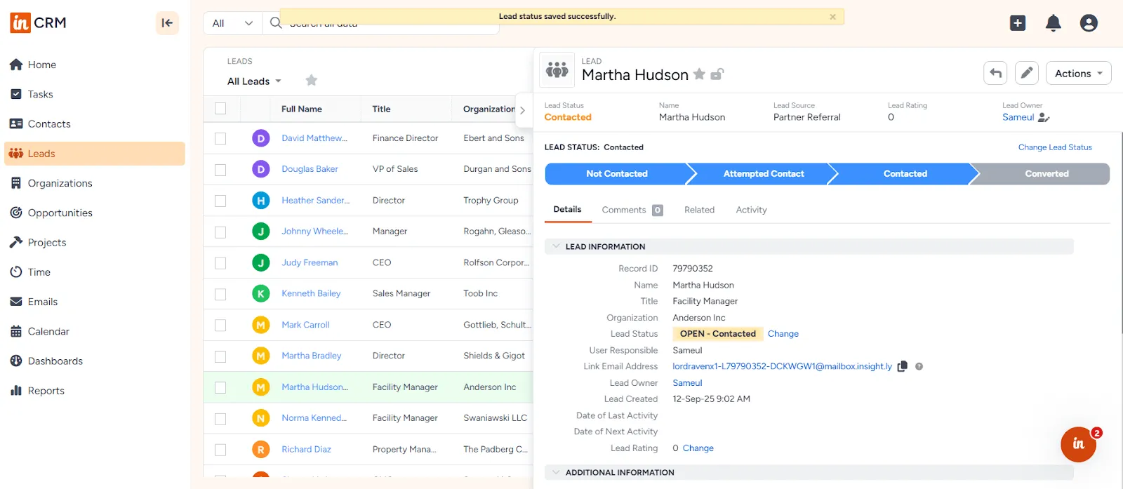 insightly crm lead details