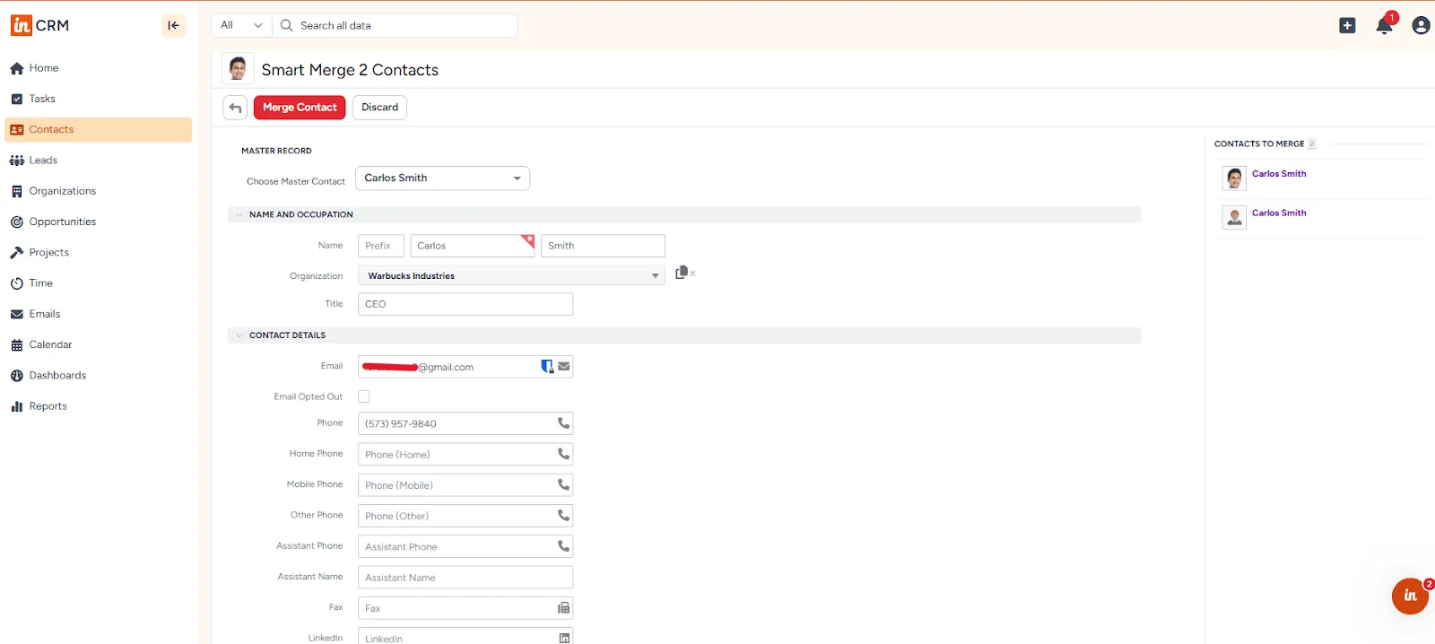 insightly crm duplicate management