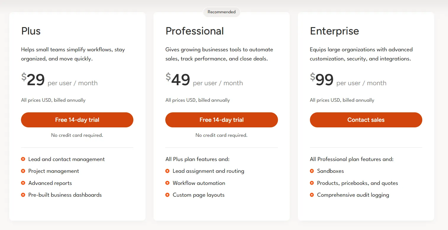 insightly crm pricing plans