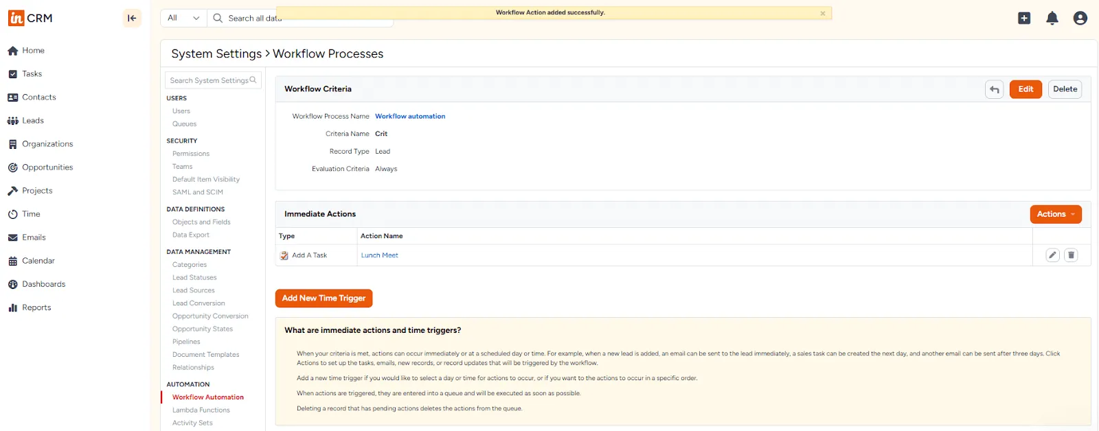 insightly crm automated workflows